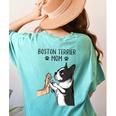 Boston Terrier Mom Dogs Mum Woman Women's Comfort Colors T-Shirt Back Print Chalky Mint