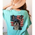 Boston Terrier Patriotic 4th Of July USA American Flag Women's Comfort Colors T-Shirt Back Print Chalky Mint