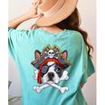 Boston Terrier Pirate T Shirt Jolly Roger Crossbones Skull Women's Comfort Colors T-Shirt Back Print Chalky Mint