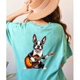 Boston Terrier Playing Guitar Boston Terrier Women's Comfort Colors T-Shirt Back Print Chalky Mint