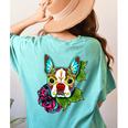 Boston Terrier In Red Day Of The Dead Sugar Skull Dog Women's Comfort Colors T-Shirt Back Print Chalky Mint
