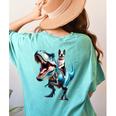 Boston Terrier Riding T-Rex Dinosaur Dog Lover Women's Comfort Colors T-Shirt Back Print Chalky Mint