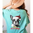 Boston Terrier Santa Claus Hat Merry Christmas Dog X-Mas Women's Comfort Colors T-Shirt Back Print Chalky Mint