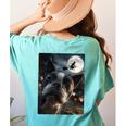 Boston Terrier Selfie Full Moon Flying Witch Halloween Dog Women's Comfort Colors T-Shirt Back Print Chalky Mint