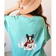 Boston Terrier In The Snow Merry Christmas Winter Women's Comfort Colors T-Shirt Back Print Chalky Mint