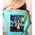 Boston Terrier Starry Night Van Gogh Art Women's Comfort Colors T-Shirt Back Print Chalky Mint