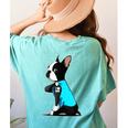 Boston Terrier Tattoos I Love Mom Women's Comfort Colors T-Shirt Back Print Chalky Mint