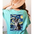 Boston Terrier Van Gogh Starry Night Women's Comfort Colors T-Shirt Back Print Chalky Mint