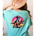Boston Terrier Wearing A Cowboy Hat On T-Rex Women's Comfort Colors T-Shirt Back Print Chalky Mint