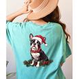 Cute Boston Terrier Dog Christmas Merry X-Mas Graphic Women's Comfort Colors T-Shirt Back Print Chalky Mint