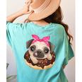 Cute Pug Shirt Donut Girls Dog Women's Comfort Colors T-Shirt Back Print Chalky Mint