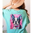 Dog Pink Boston Terrier Women's Comfort Colors T-Shirt Back Print Chalky Mint