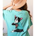 Father's Day Gift Dog Dad Boston Terrier i Love Dad Tattoo Women's Comfort Colors T-Shirt Back Print Chalky Mint
