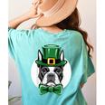 Green Boston Terrier Shamrock St Patricks Day Boston Terrier Women's Comfort Colors T-Shirt Back Print Chalky Mint