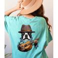Guitar Shirt Boston Terrier Dog Playing Acoustic Guitar Women's Comfort Colors T-Shirt Back Print Chalky Mint