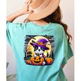 Halloween Boston Terrier Dog Breed With Jack O' Lantern Art Women's Comfort Colors T-Shirt Back Print Chalky Mint