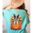 Halloween Retro Boston Terrier Women's Comfort Colors T-Shirt Back Print Chalky Mint