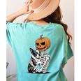 Halloween Skeleton Boston Terrier Women's Comfort Colors T-Shirt Back Print Chalky Mint