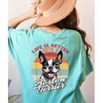 Retro Life Is Better With Boston Terrier Mom Dog Lover Women's Comfort Colors T-Shirt Back Print Chalky Mint