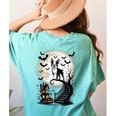 Spooky Halloween Moon Boston Terrier Boston Bull Bostie Women's Comfort Colors T-Shirt Back Print Chalky Mint