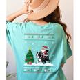 Ugly Christmas Tree Lights Xmas Santa Riding Boston Terrier Women's Comfort Colors T-Shirt Back Print Chalky Mint