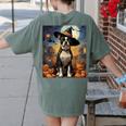 Aesthetic Halloween Boston Terrier Dog Witch Pumpkin For Men Women Kids Women's Comfort Colors T-Shirt Back Print Moss