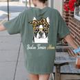 Birthday And Mother's Day -Boston Terrier Mom Women's Comfort Colors T-Shirt Back Print Moss
