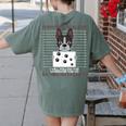Boston Terrier American Gentleman Personal Stalker Dog Lover Women's Comfort Colors T-Shirt Back Print Moss