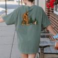 Boston Terrier Bigfoot Dog Walking Dog Mom Dad Kids Women's Comfort Colors T-Shirt Back Print Moss