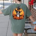Boston Terrier Bostie Dog Breed Pet Halloween Pumpkins Women's Comfort Colors T-Shirt Back Print Moss