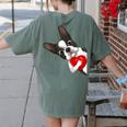 Boston Terrier Bostie Dog Kids Women Girls Women's Comfort Colors T-Shirt Back Print Moss