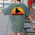 Boston Terrier Bostie Sunset Retro Dog Pet Mom Dad Women's Comfort Colors T-Shirt Back Print Moss
