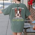 Boston Terrier Brindle Dog Professional Human Trainer Women's Comfort Colors T-Shirt Back Print Moss