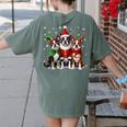 Boston Terrier Christmas Dogs Santa Reindeer Elf Women's Comfort Colors T-Shirt Back Print Moss