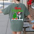 Boston Terrier Christmas Tree Lights Xmas Dog Lover Women's Comfort Colors T-Shirt Back Print Moss