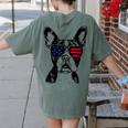 Boston Terrier Dog 4th July America USA Flag Men Women Kids Women's Comfort Colors T-Shirt Back Print Moss