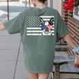 Boston Terrier Dog 4th Of July US American Flag Patriotic Women's Comfort Colors T-Shirt Back Print Moss
