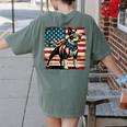 Boston Terrier Dog 4th Of July USA American Flag Patriotic Women's Comfort Colors T-Shirt Back Print Moss
