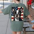 Boston Terrier Dog American Flag 4th Of July Patriotic Puppy Women's Comfort Colors T-Shirt Back Print Moss