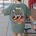 Boston Terrier Dog Christmas Happy Hallothankmas Halloween For Men Women Kids Women's Comfort Colors T-Shirt Back Print Moss