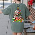 Boston Terrier Dog Christmas Tree Lights Xmas Pajama For Men Women Kids Women's Comfort Colors T-Shirt Back Print Moss