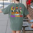 Boston Terrier Dog Halloween Christmas Hallothanksmas Men Women Kids Women's Comfort Colors T-Shirt Back Print Moss