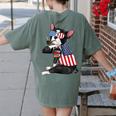Boston Terrier Dog Merica 4th Of July Usa American Flag Men Women's Comfort Colors T-Shirt Back Print Moss