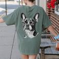 Boston Terrier Dog Motif Pet Illustration Boston Terrier For Men Women Kids Women's Comfort Colors T-Shirt Back Print Moss