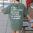 Boston Terrier Dog Owner Coffee Lover Women Men Women's Comfort Colors T-Shirt Back Print Moss
