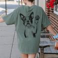 Boston Terrier Dog Raising Paw Idea Men Women Women's Comfort Colors T-Shirt Back Print Moss