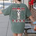 Boston Terrier Dog Santa Hat Men Kids Ugly Christmas Light Women's Comfort Colors T-Shirt Back Print Moss