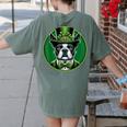 Boston Terrier Dog St Patricks Day Irish Pet Lover Men Women Kids Women's Comfort Colors T-Shirt Back Print Moss