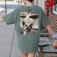 Boston Terrier Dog UFO Alien Extraterrestrial Selfie Women's Comfort Colors T-Shirt Back Print Moss