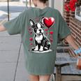 Boston Terrier Dog Valentine's Day Dog Owner Women's Comfort Colors T-Shirt Back Print Moss
